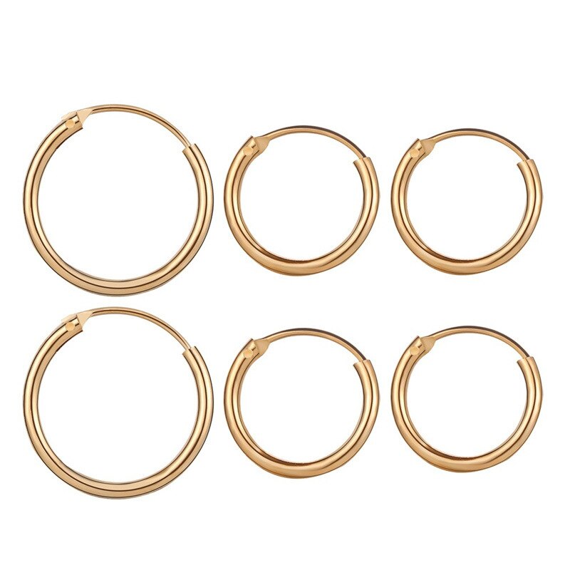 Oorringen Voor Vrouwen Eenvoudige Stijl Zwart Goud Zilver Kleur Oor Ringen Punk Oorbel Man Hip Hop Sieraden Unisex 10/12/15Mm