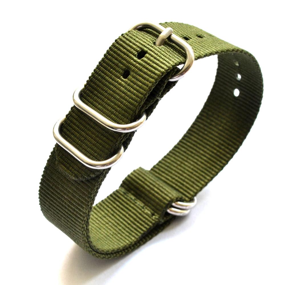 5 kleuren nato horlogeband nylon band zilveren ringgesp 18mm 20mm 24mm gestreepte vervangende band horloge accessoires: C2 / 22mm