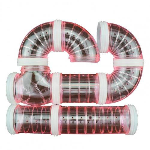 1 ensemble Excellent Tunnel de souris, Surface robuste, économie d&#39;espace, tuyau incurvé Hamster en plastique, Cage pour animaux de compagnie: Pink