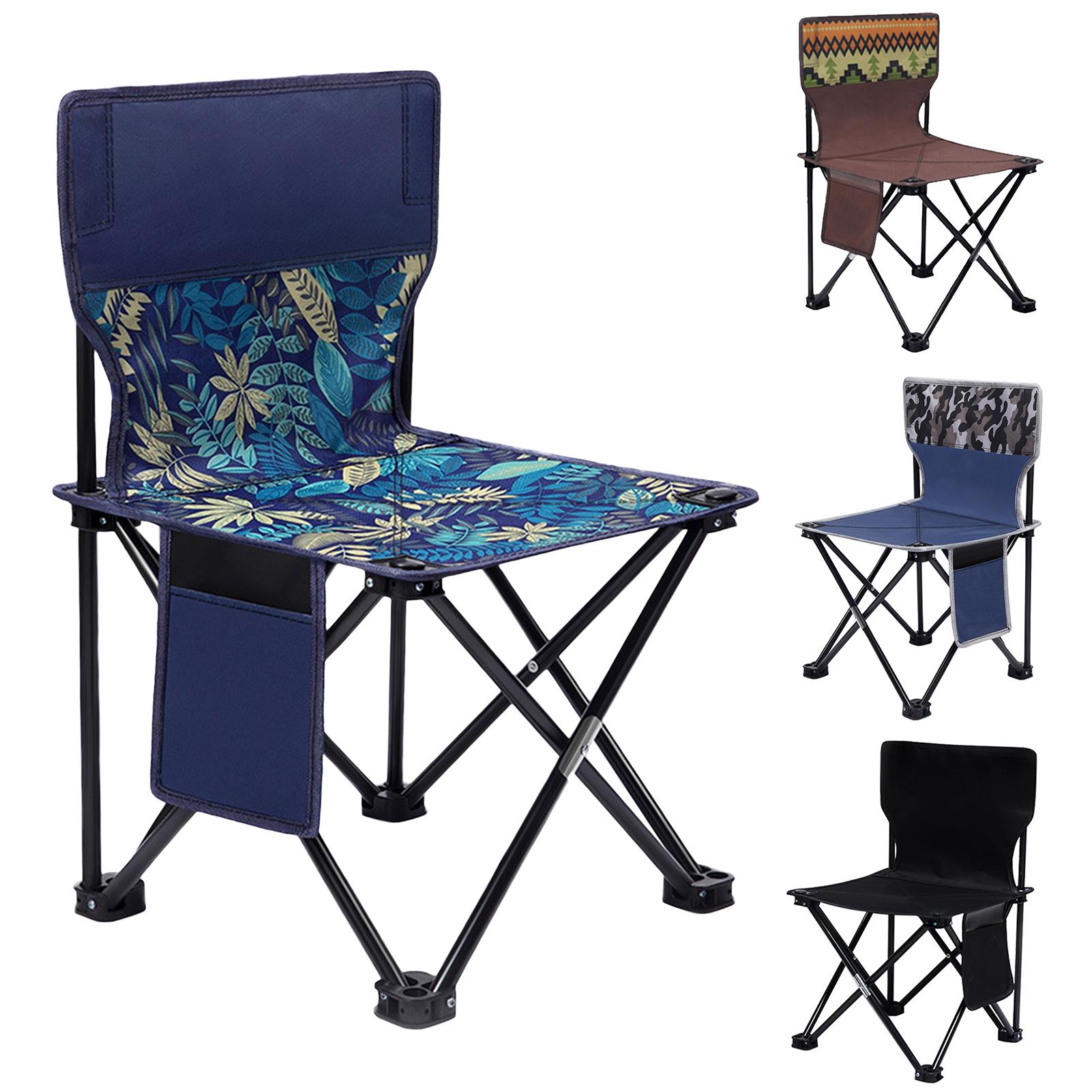 Silla plegable portátil para pesca, taburete para pintar bocetos al aire libre, para Camping, pesca, viaje, con bolsillo lateral, respaldo retráctil