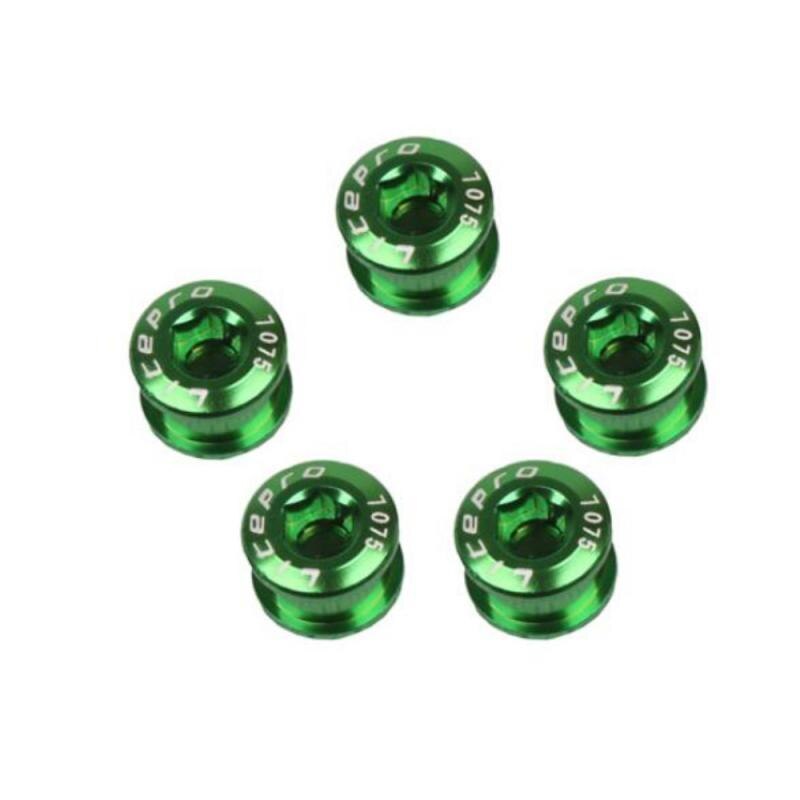 5PCS Single Chainring Bolts 7075 Aluminum Alloy M8 Crankset Single Chainwheel Bolts & Nuts Disc Screws For Road Bike MTB: 04 Green