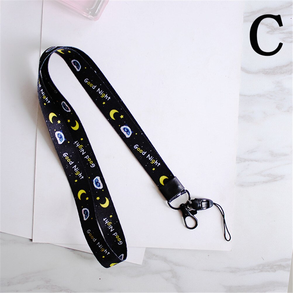 1pcs Cartoon Print Mobile Phone Neck Strap Cute Keys Lanyards ID Card Hang Rope ID Badge Holder Party about 45cm: C