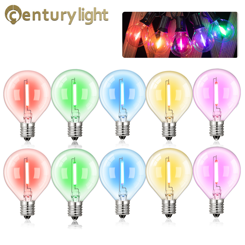 Bombilla de repuesto Led Multicolor G40 bombilla de filamento de colores 1W E12 RGB globo Mini lámparas de bola para cadena de luces decoración de de cumpleaños