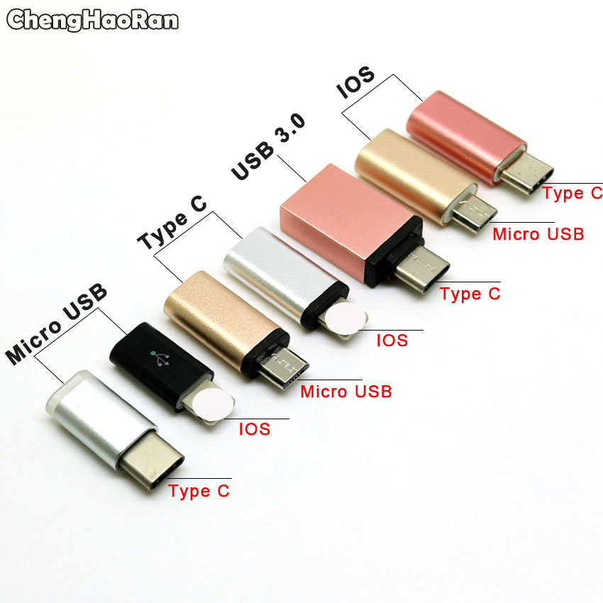 Adaptador Micro USB a convertidor ChengHaoRan para iPhone X, 8, 7, 6 Plus, tipo C, IOS a adaptador Micro USB para Samsung S8, Xiaomi 9 y Letv