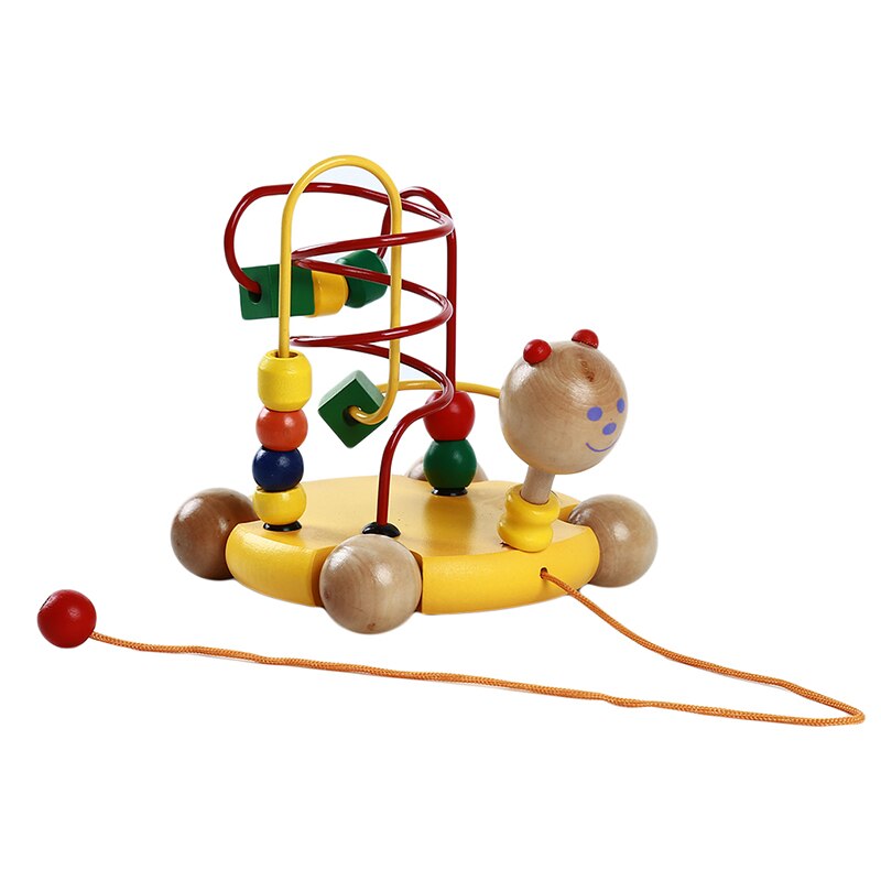 Baby Besds Toys Wooden Baby Animal Pull Car Children Toy Around Beads Maze Wire Circle Game Kids