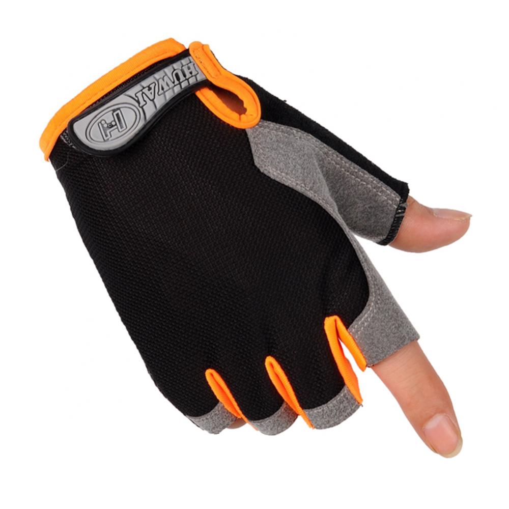 Verão masculino/feminino luvas de fitness ginásio levantamento de peso ciclismo yoga musculação treinamento fino respirável antiderrapante metade dedo luvas: M / Laranja