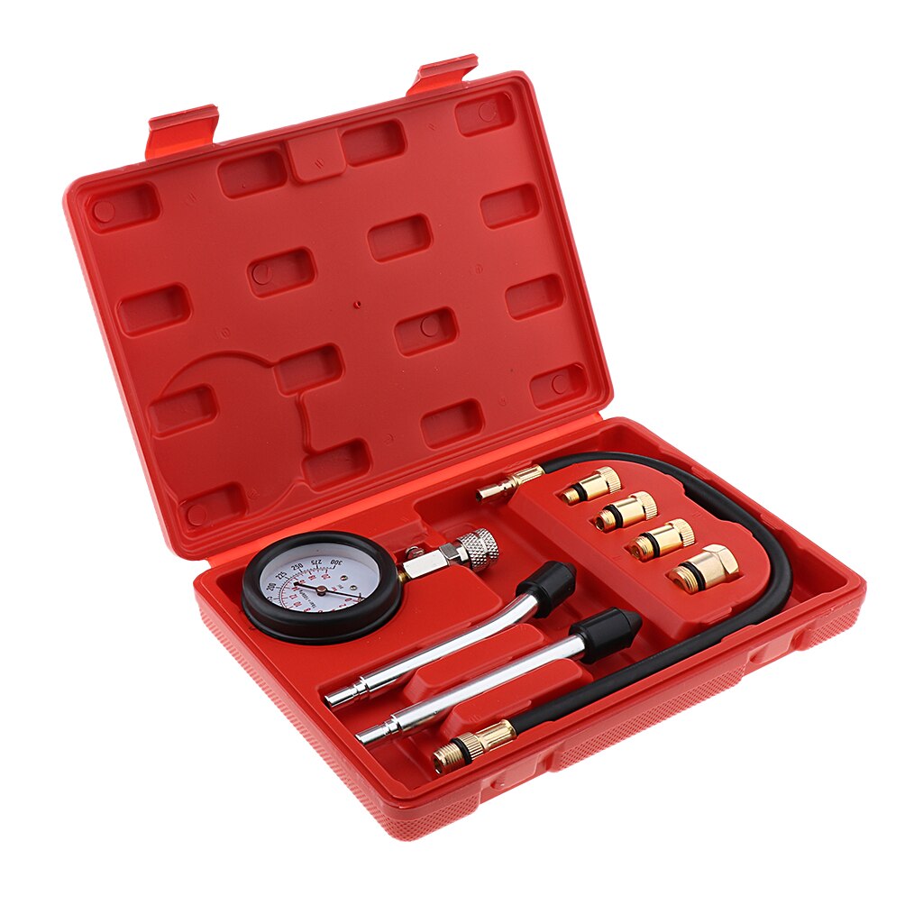 8pcs High Precision Spark Plug Cylinder Compression Tester Test Kit Gas Engine Gauge Tool with Box Automotive Tool