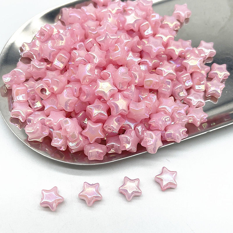 50 Uds 10mm AB colorido estrella de cinco puntas de acrílico cuentas espaciadoras sueltas para fabricación de joyería DIY accesorios hechos a mano