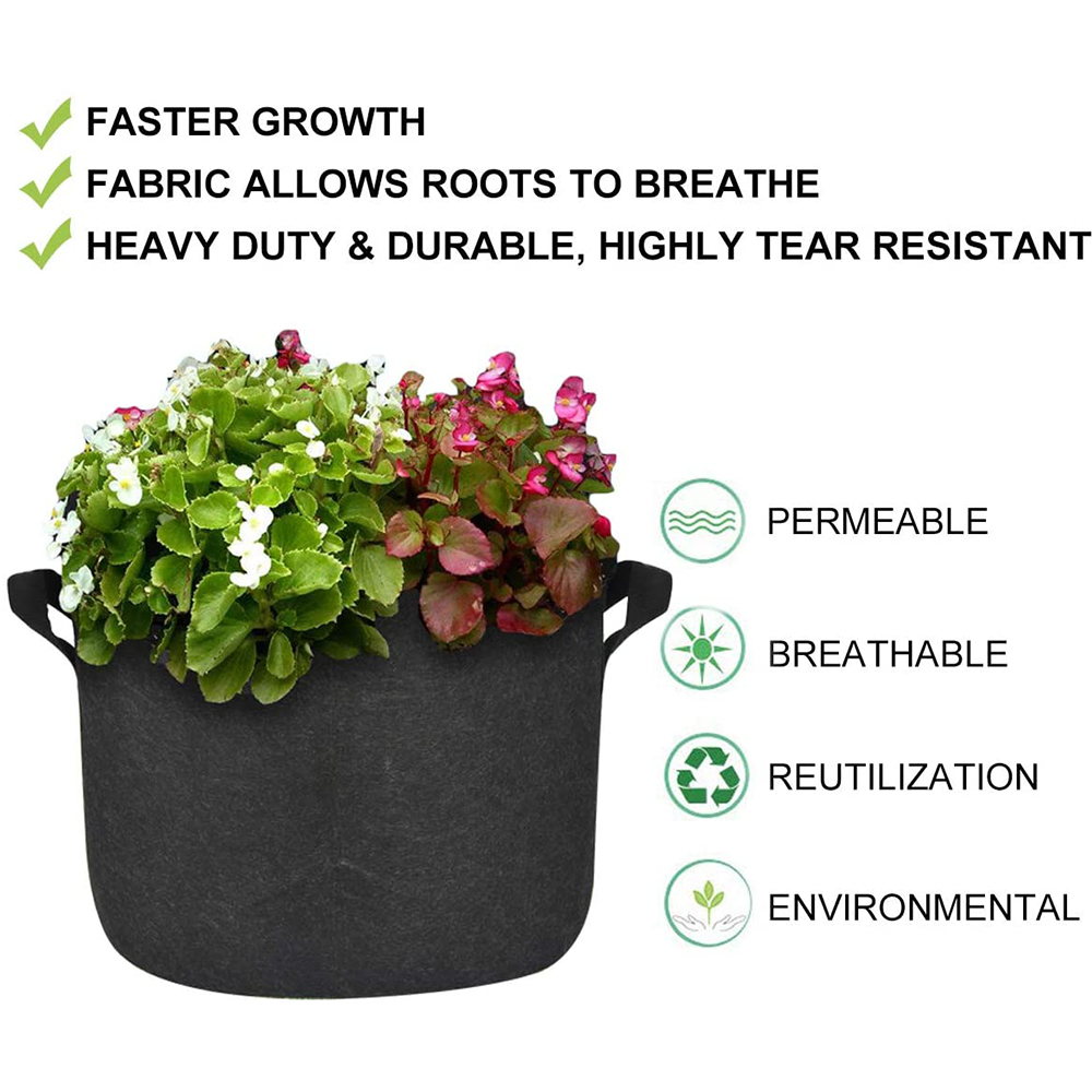 5 stk filtvekstpose grønnsaksblomstplanter potetvekstposer smart stoffpotte innendørs balkong hageplante voksekurv med håndtak