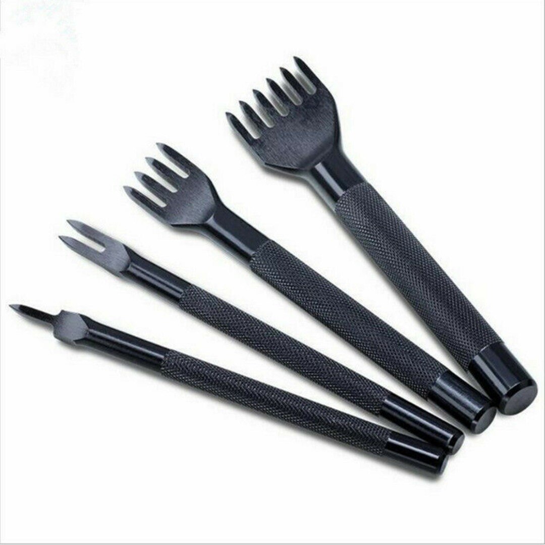DIY Leather Hole Punching Tool Black Steel Punches 3/4/5mm Leather Drilling Chisel Hole Punch Splicing Craft Tool Supplies 4pcs: 4mm