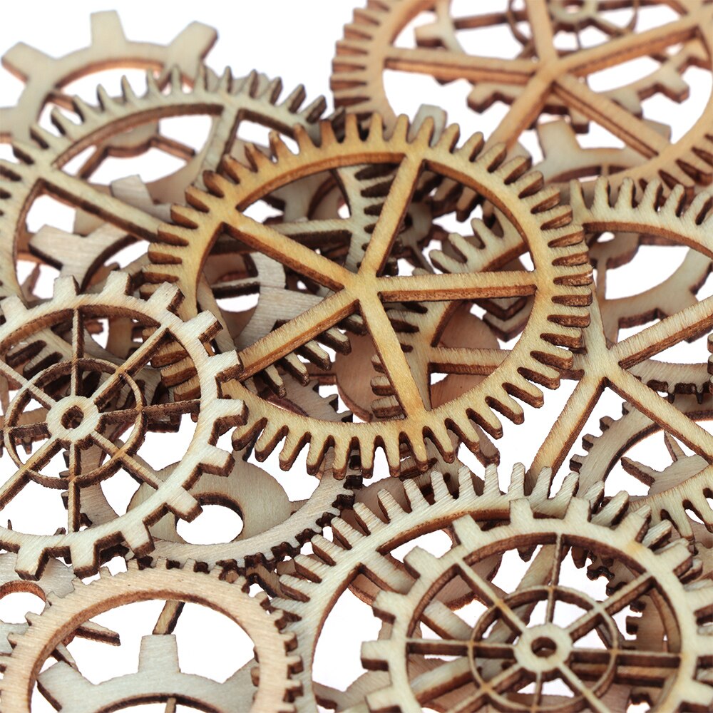 36 stk damppunkhjul gearmønster rund hul træ håndværk blandet størrelse træ udsmykninger dekor scrapbog tilbehør værktøjer