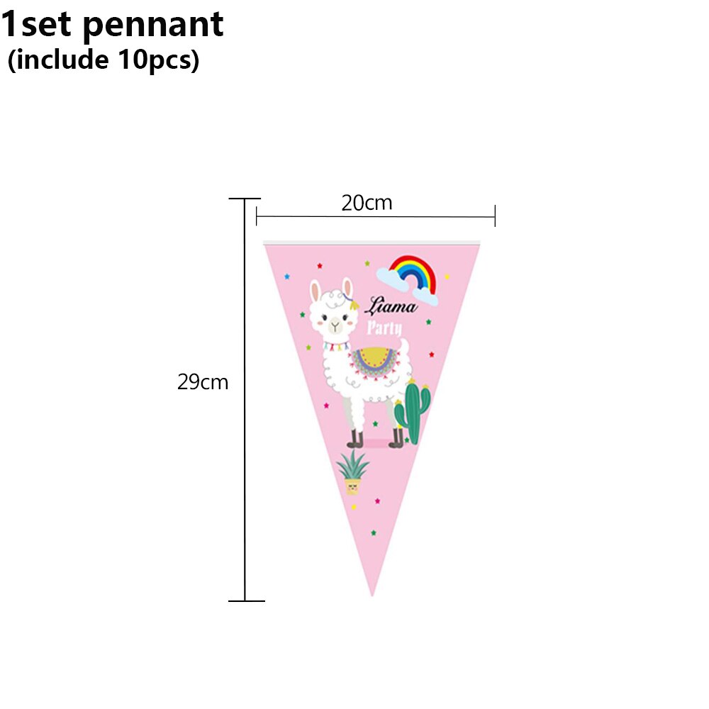 Llama Cactus – vaisselle jetable à motif d'alpagas, assiettes, gobelets, serviettes, décorations pour fête prénatale: 1se Pennant