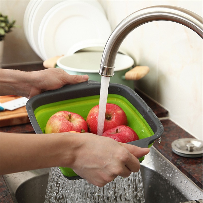 Keuken Accessoires Gereedschap Opvouwbare Fruit Groente Wasmand Zeef Draagbare Vergiet Inklapbare Afdruiprek Keuken Gadgets