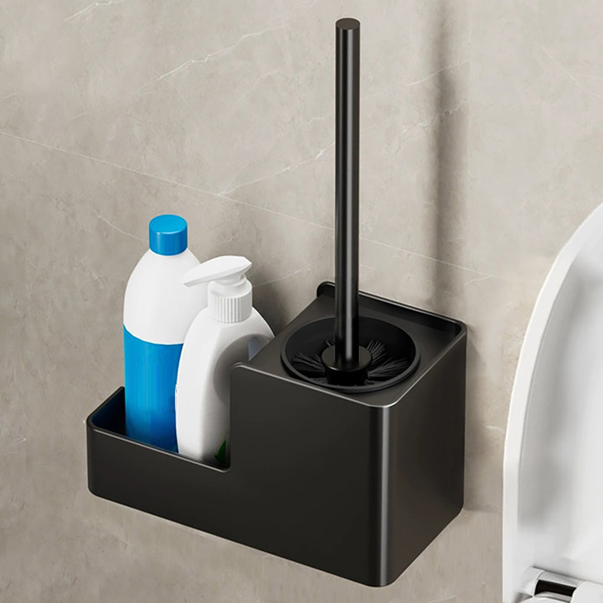 Toiletborstelhouder Muur gemonteerd Badkamerborstel Toiletborstels Voor Schoonmaak Opslag Roestvrij staal Badkameraccessoires: Bordeaux