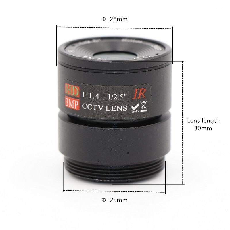 6mm Lens 3.0 MegaPixel 45 Degree CS Mount Infrared Night Vision Lens For CCTV Security Camera