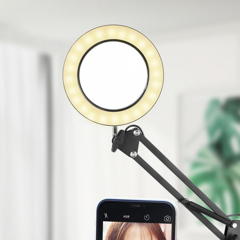 160mm 8X Illuminated Magnifier USB 3 Colors 64 LED Magnifying Glass Table Lamp lamp is powered connected with computer or laptop