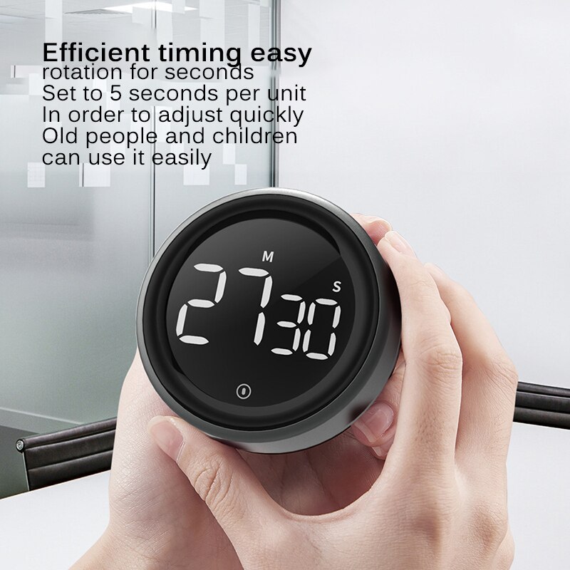 The LED Magnetic Kitchen Bedroom Large Screen Timer Multifunctional Baking Egg Timer Black Student Learning Timer