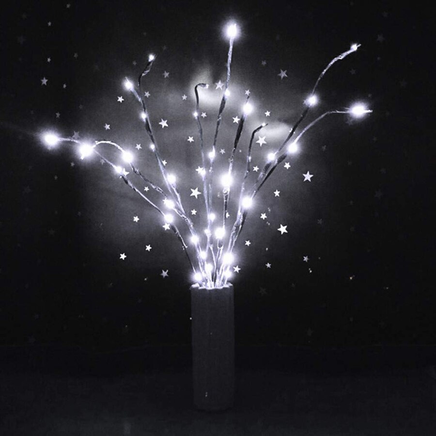20 Bulbs LED Willow Branch Lights Lamp Natural Tall Vase Filler Willow Twig Lighted Branch Christmas Wedding Decorative Lights: WhiteD001
