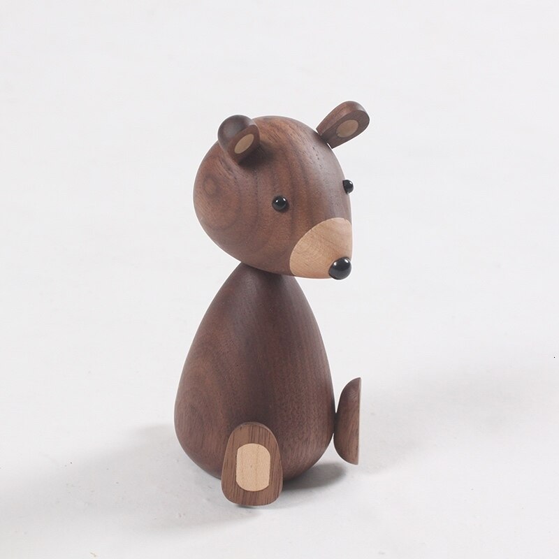 Russia Little Bear Wood Ornaments For Decor Squirrel For Furniture Wood Crafts Small Wood Bear Toy Ornament Home: Default Title