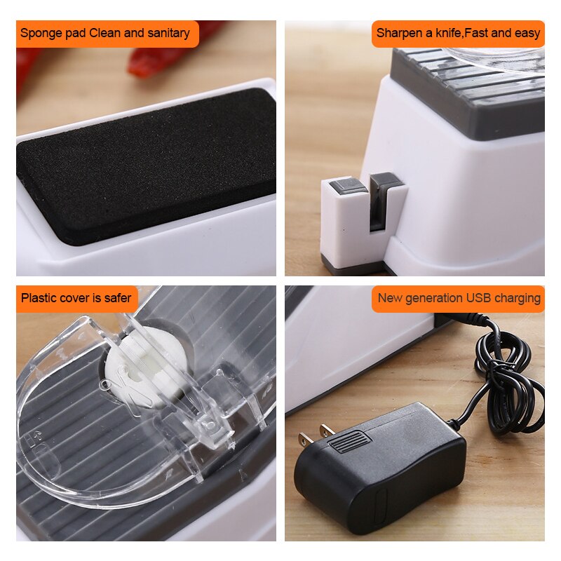 Aiguiseur de couteau automatique USB électrique pierre à aiguiser Fine cuisine professionnelle affûtage multifonctionnel outil de cuisine rapide