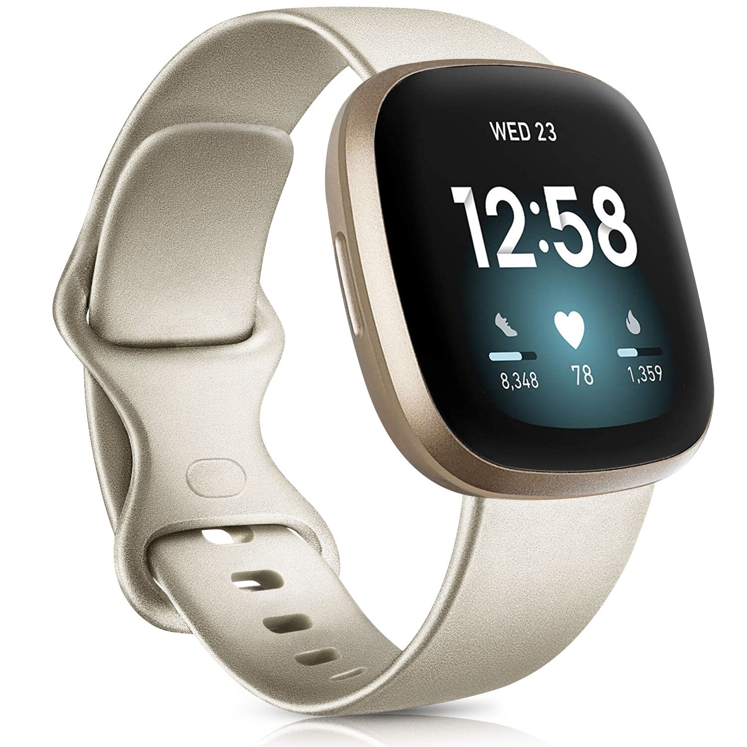 Siliconen Horloge Band Voor Fitbit Versa 3 Band Smartwatch Sport Armband Voor Fitbit Versa Gevoel Waterdicht Wrist Band Accessoires: gold / L(165-215mm)