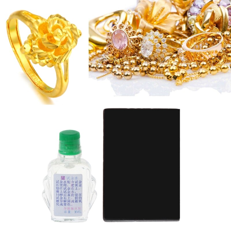 Kit práctico de prueba de ácido, juego de herramientas de joyería Touchstone de agua para pruebas de oro platino plateado