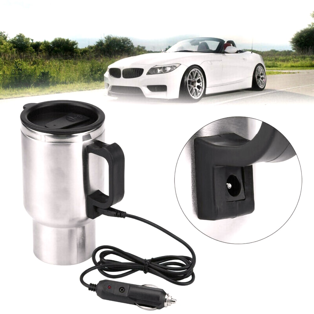 12V 500ml Electric In-car Stainless Steel Travel Heating Cup Car Cup Mug Universal for most car cup holders Auto Accessories: Default Title