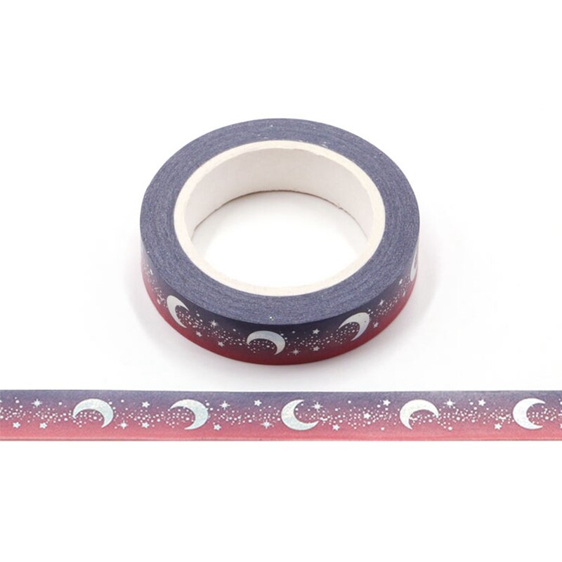 Decoratieve Bloem Sterrenhemel Maan Paars Bergen Zilver Folie Washi Tape Diy Voor Scrapbooking Fotoalbum Lijm Afplakband: NO.F55