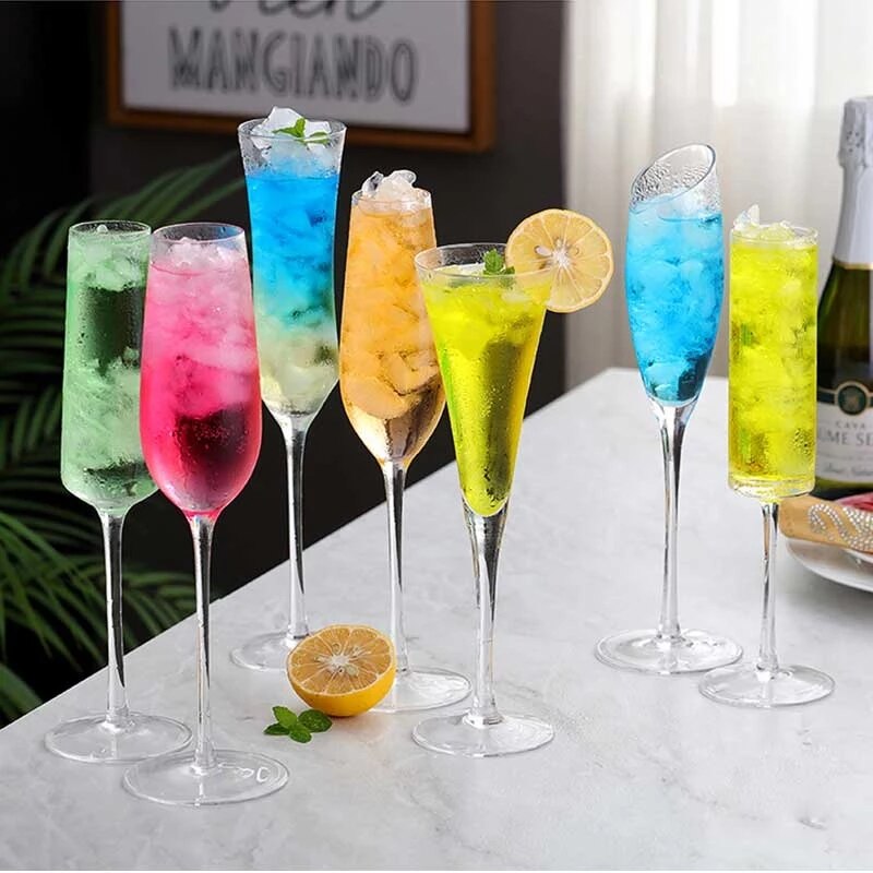 2Pcs Crystal Champagne Flutes Glasses Juice Drink Cocktail Goblet Glass Wedding Party Bar Home Drinkware Wine Cup