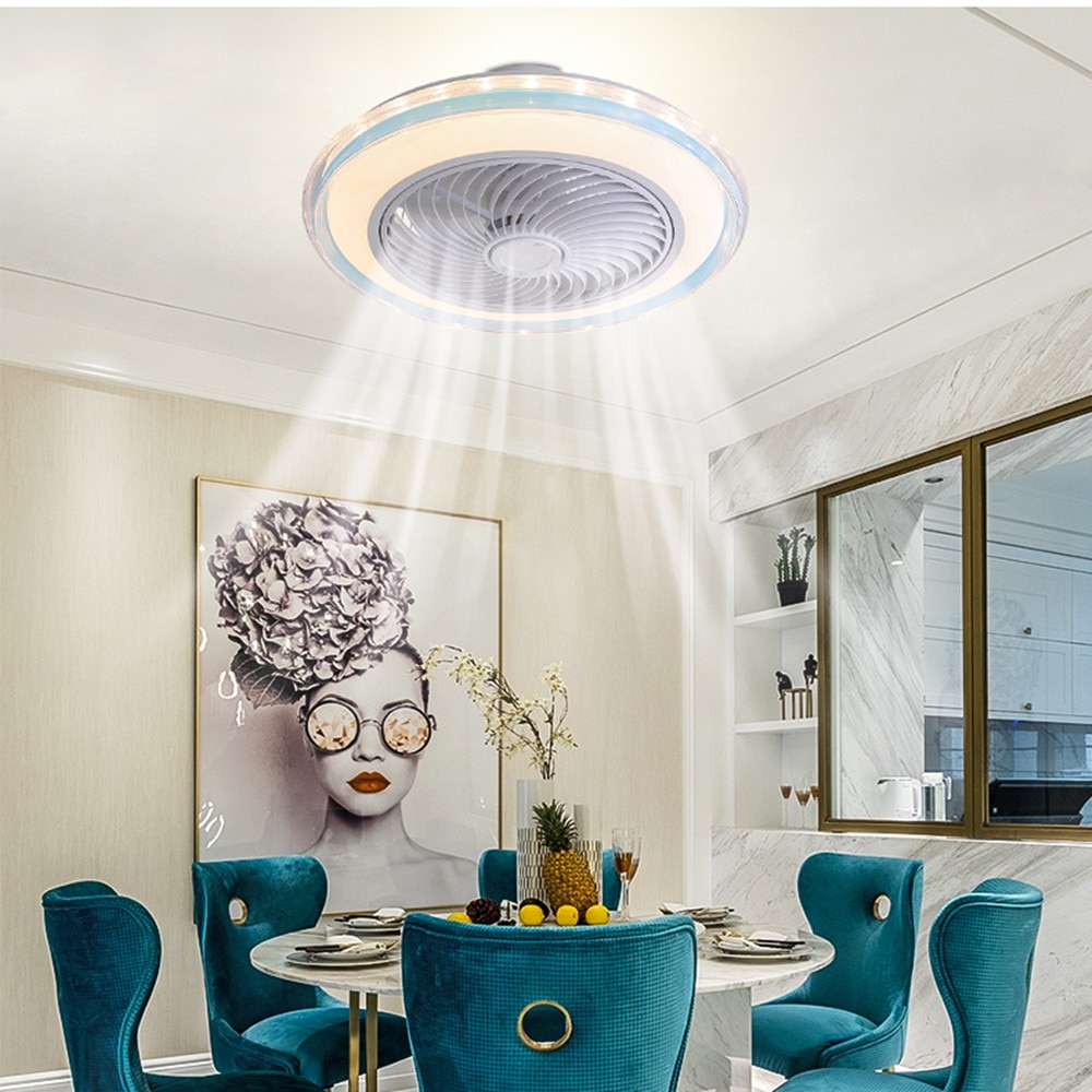 50cm smarta led takfläktar med lampor fjärrkontroll sovrum inredning ventilator lampa luft osynlig wifi bluetooth tyst