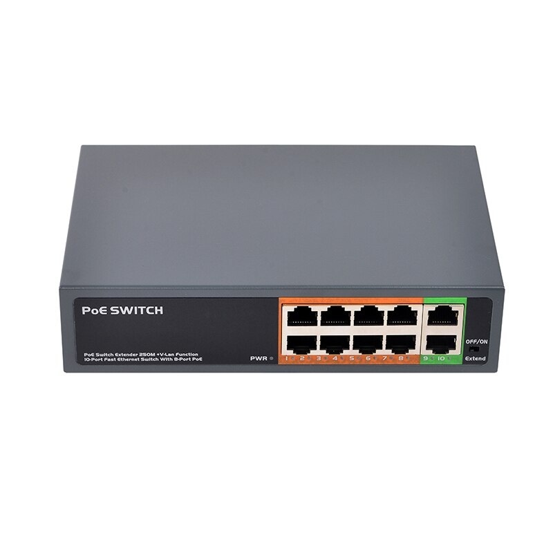 PSE108EX V2.0 104W 8 Port Poe Plus 2 Uplink Met Extender Functie IEEE802.3Af/At Netwerk Poe Schakelaar (eu Plug): Default Title