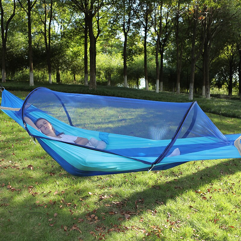 Outdoor Quick-opening Hammock With mosquito Net 1-2 Person Tent Backyard Hammock Camping Anti-mosquito Ultralight Hammock