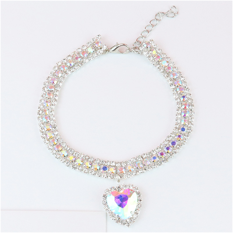 Bricolage mignon luxe collier pour animaux de compagnie chat chien collier amour pendentif fournitures pour animaux de compagnie amour cristal luxe collier chaton collier chat collier: M / GOLD