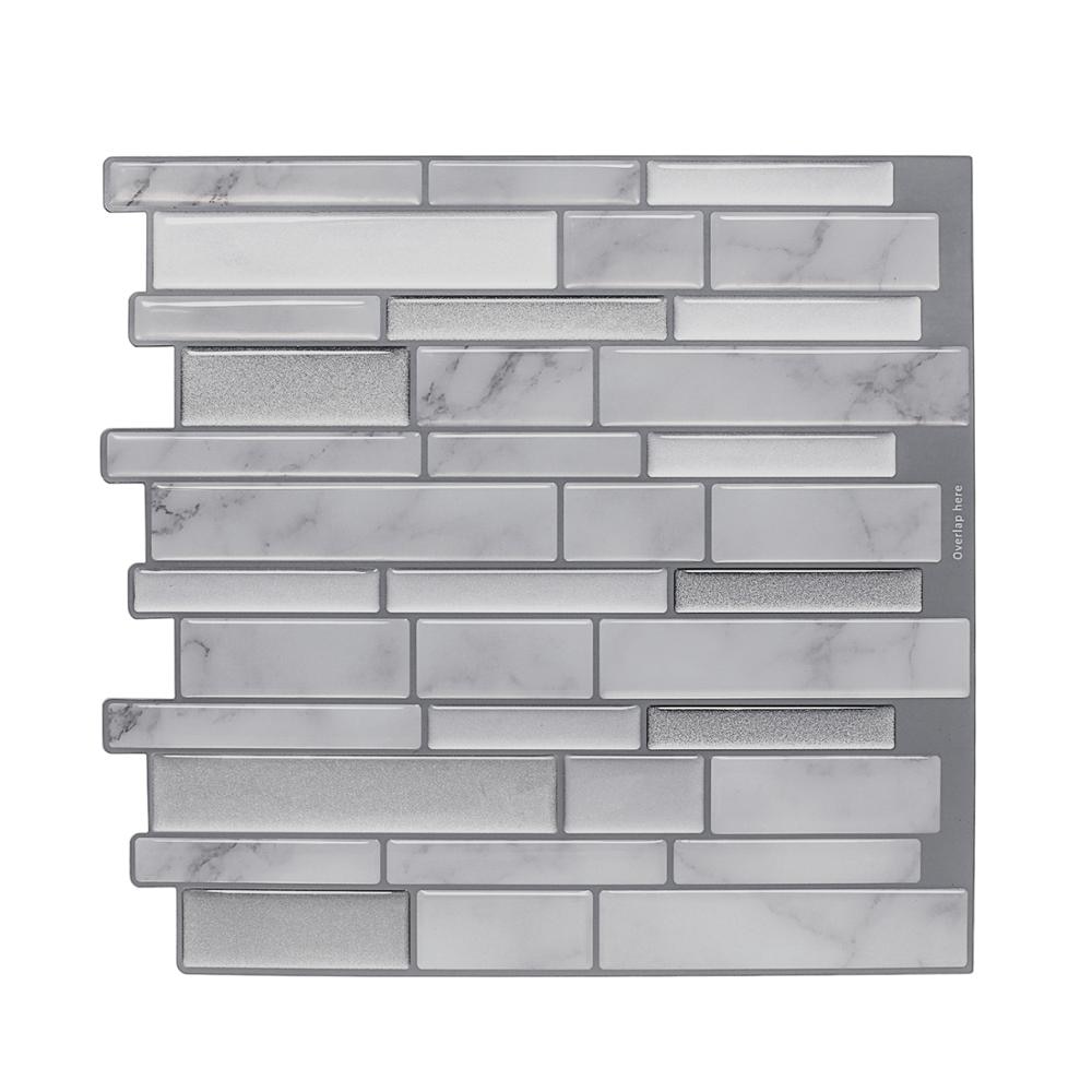 Hvid grå marmor mosaik skræl og pind vægfliser selvklæbende backsplash diy køkken badeværelse hjem vægoverføringsbillede klistermærke vinyl 3d