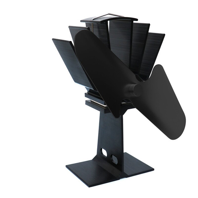 2 Blade Blast Stove Fan Home Silent Blast Stove Fan Ultra Wood Stove Fan Fireplace Fan Home Efficient Heat Distribution: Black