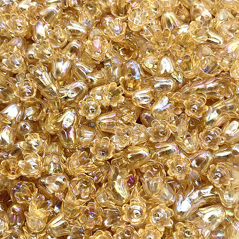 50pcs10x11mm acrílico Convallaria Majalis tapas de cuentas accesorios de joyería pulseras cuentas espaciadoras para fabricación de joyería accesorios DIY: Beige