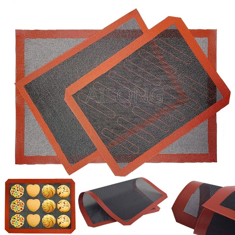 Non-stick silikone bagemåtte form kiks måtter høj temperatur åndbar glasfiber pande brød bagning kage dekorationsværktøj