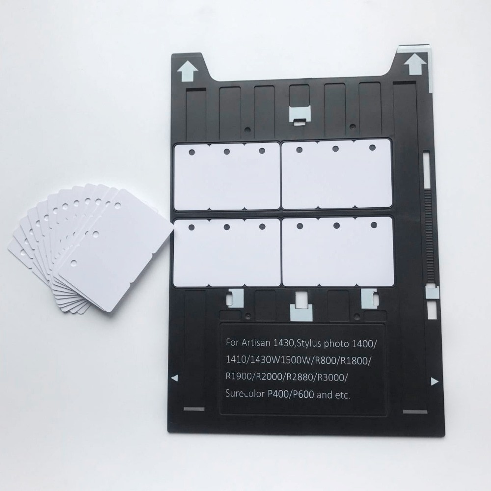 Inkjet PVC ID Card Tray for Epson PM-G800 SureColor P400,P600 inkjet printers to print inkjet pvc card+20pcs 3up cambo pvc card