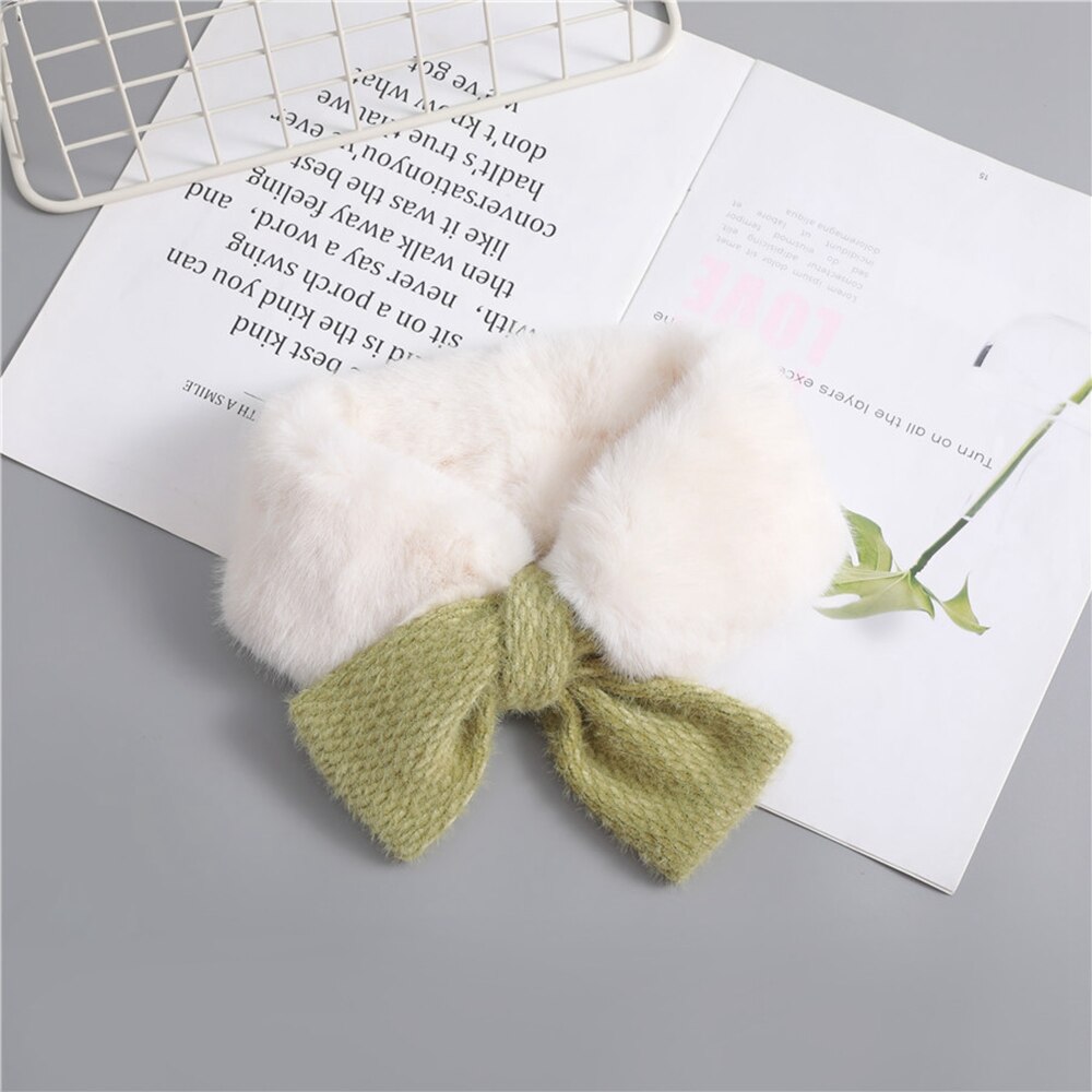 Neue Winter Baby Mädchen Pelz Warme Halstuch Bowknots Kragen Kleinkinder Kinder Patchwork Kreuz Schals: light green
