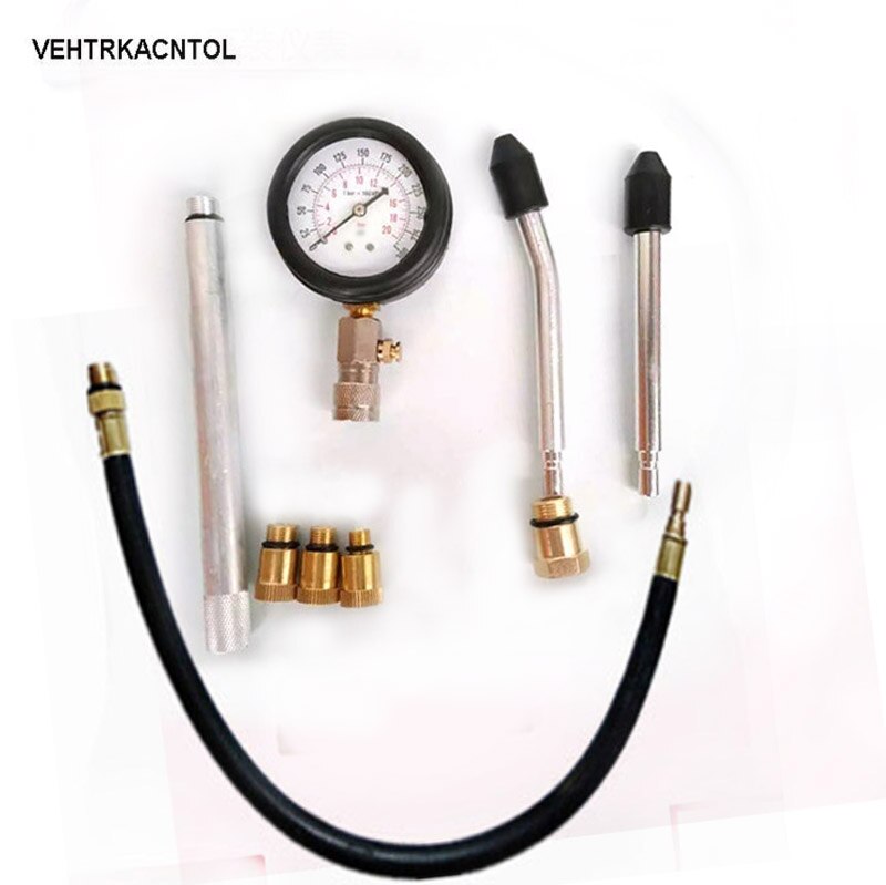 8-tlg. Kompressionsdruckprüfer Set - Zylinderdruckmessgerät Für Auto & Motorrad