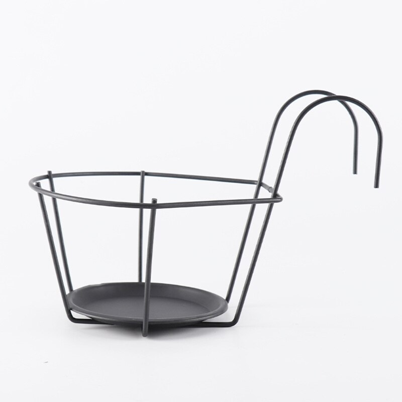 Iron Art Hanging Basket Flower Pot Holder Over The Rail Fence Planter Hangers GXMA