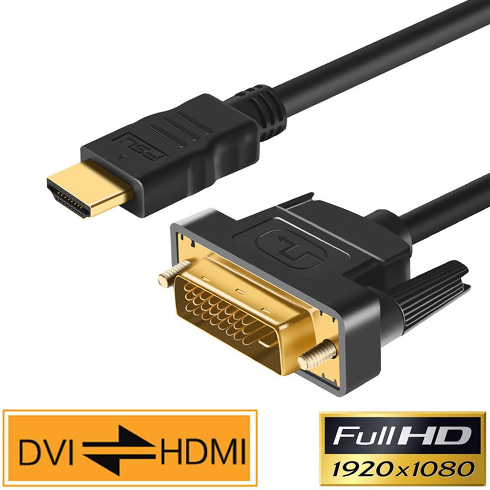 HDMI-kompatibel zu DVI Kabel DVI zu HDMI-kompatibel Männlichen 24 + 1 DVI-D Männlichen Adapter Gold Überzogen 1080P für HDTV DVD Projektor