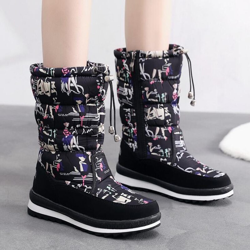 Stivali invernali da donna 2021 nuovi stivali da neve neri scarpe invernali da donna stivali alti termici da esterno impermeabili e antiscivolo