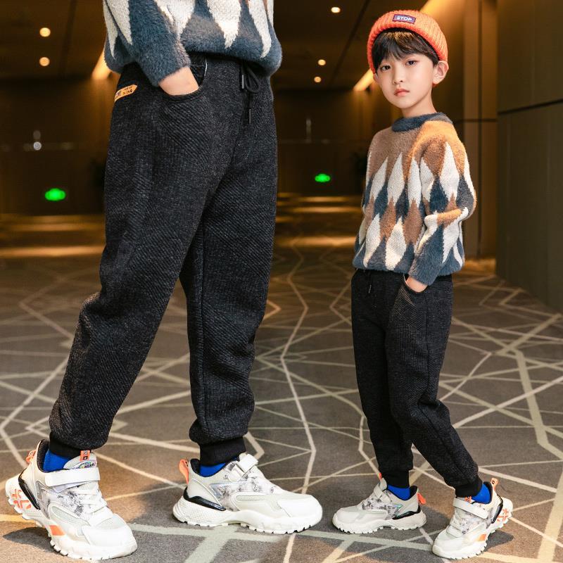 Jungen Vlies-Gefüttert Hosen Herbst Und Winter 2022 Neue Mittel Und Große freundlicher verlieren Beiläufige Hosen freundlicher Dicke Schlauch