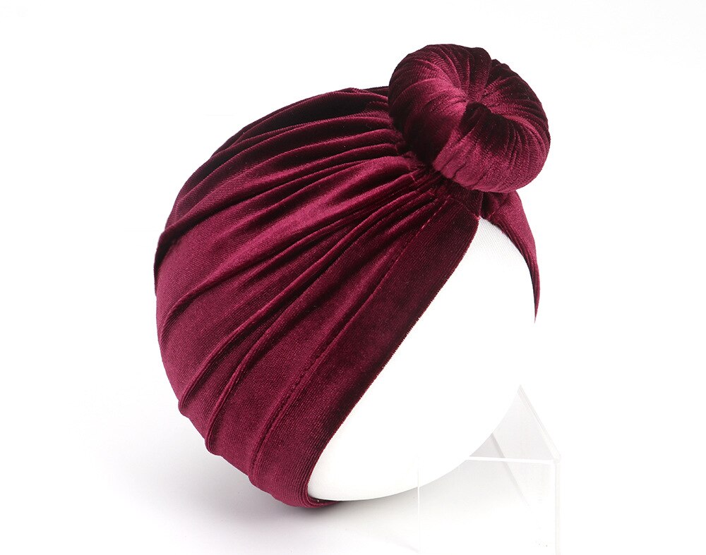 Nyfödd sammetsnäckor hatt stora munkar flickor mössa sammet indisk hatt bebis keps fotografi rekvisita turban hatt babytillbehör: 4 vin
