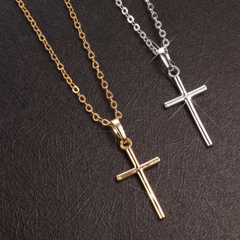 Minimalistische Cross Ketting Vrouwen Hanger Eenvoudige Goud Kleur Chain Metal Sieraden Sleutelbeen Choker Mannen Paar Party Dagelijks