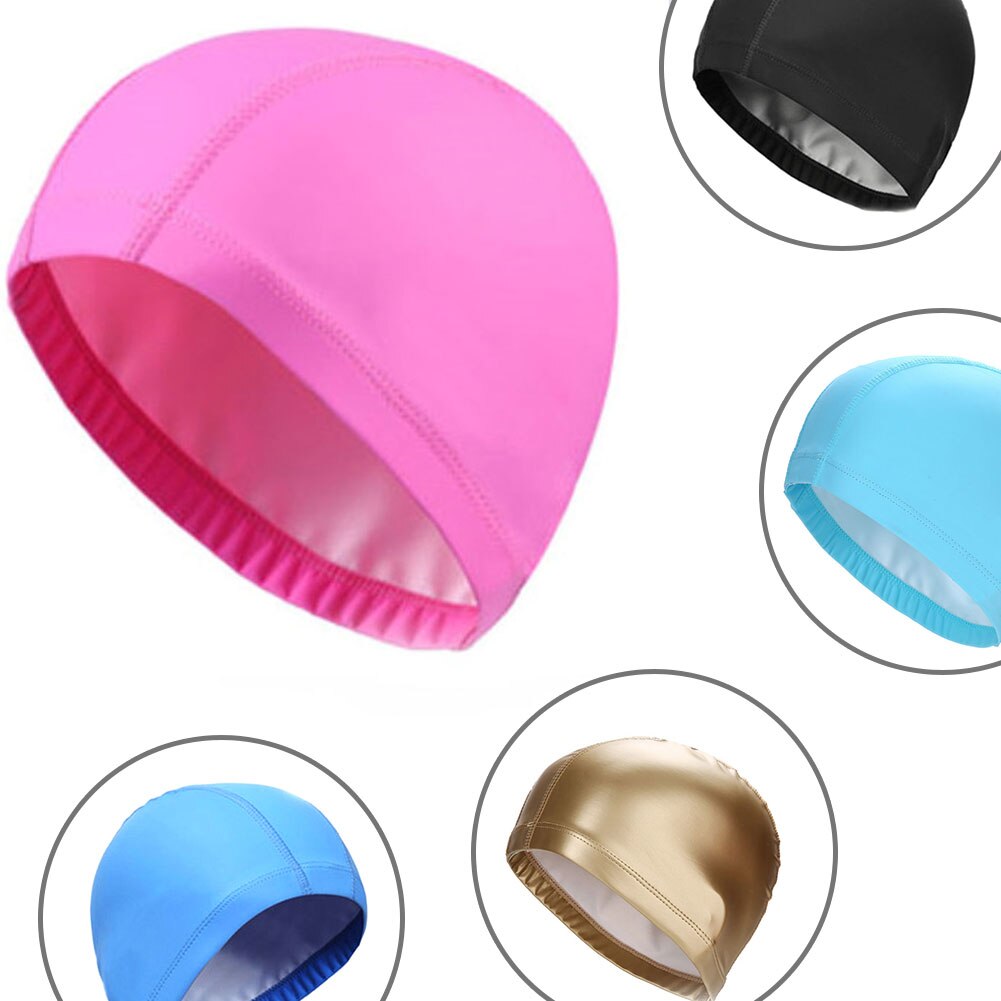 tissu en polyuréthane imperméable élastique protéger les oreilles cheveux longs sport natation piscine chapeau bonnet de natation taille libre pour hommes femmes adultes