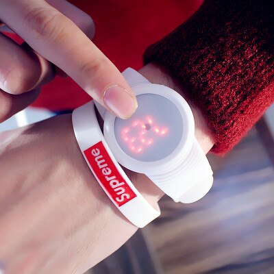 LED Kühlen Ultra-dünne Frauen Elektronische Uhr lässig Damen Uhren für freundlicher freundlicher Mädchen Armbinde uhr: Weiß