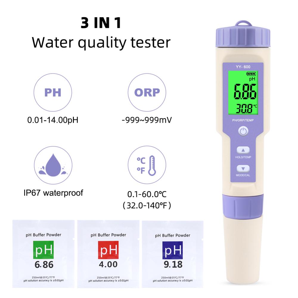 Lcd digital medidor de ph orp tester quantidade de água medidor orp retroiluminação redução oxidação potencial mv ferramentas: YY-600