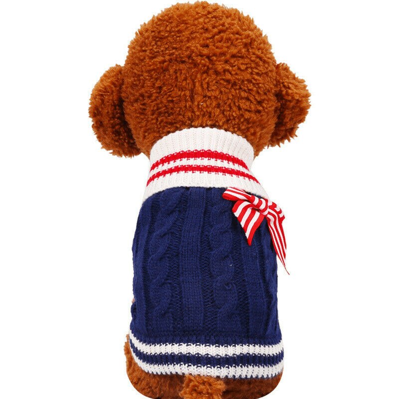 Hond Trui Puppy Dog Pet Cat Warm Marine Trui Strikje Geruite Kat Hond Trui Teddybeer Kleine Hond Kleding